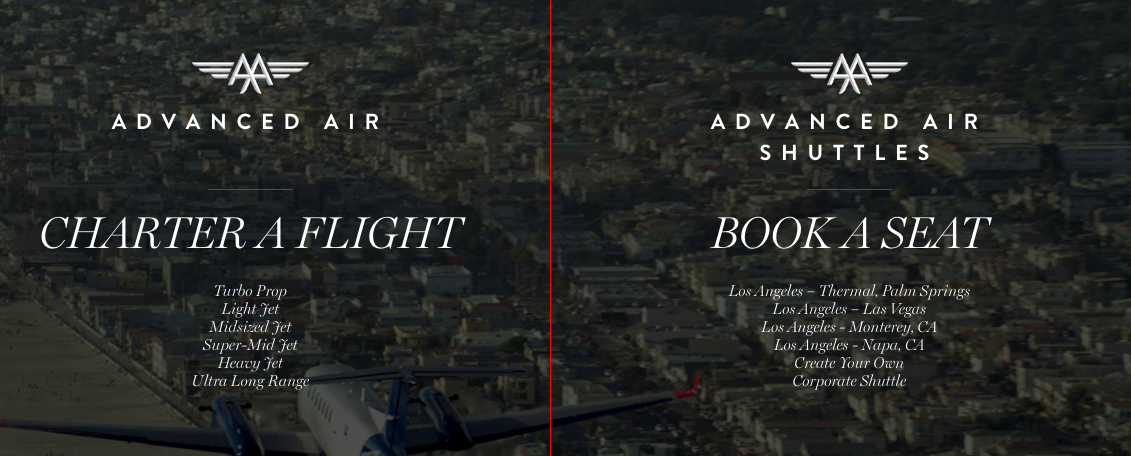 Advanced Air already operates by-the-seat private jet shuttle flights