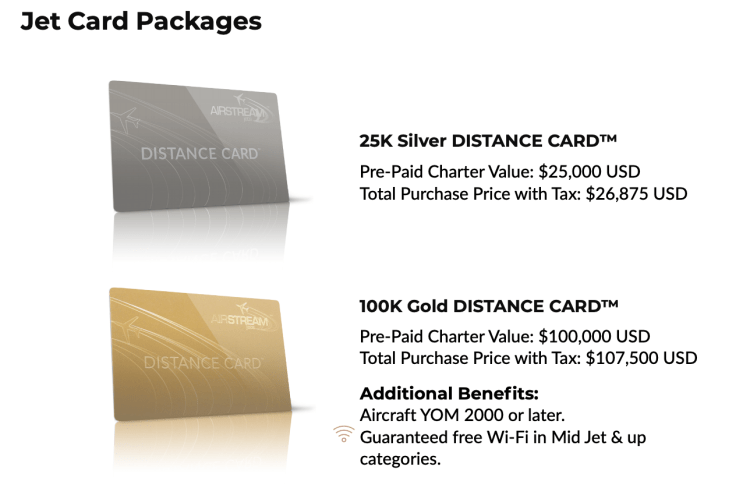 Airstream Jet Distance Card pricing