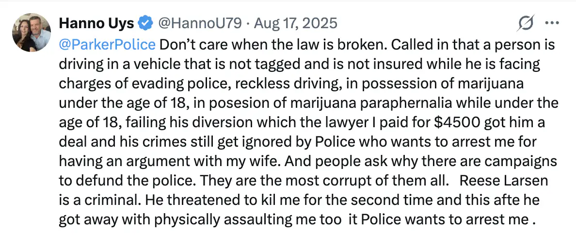 Hanno Uys X post