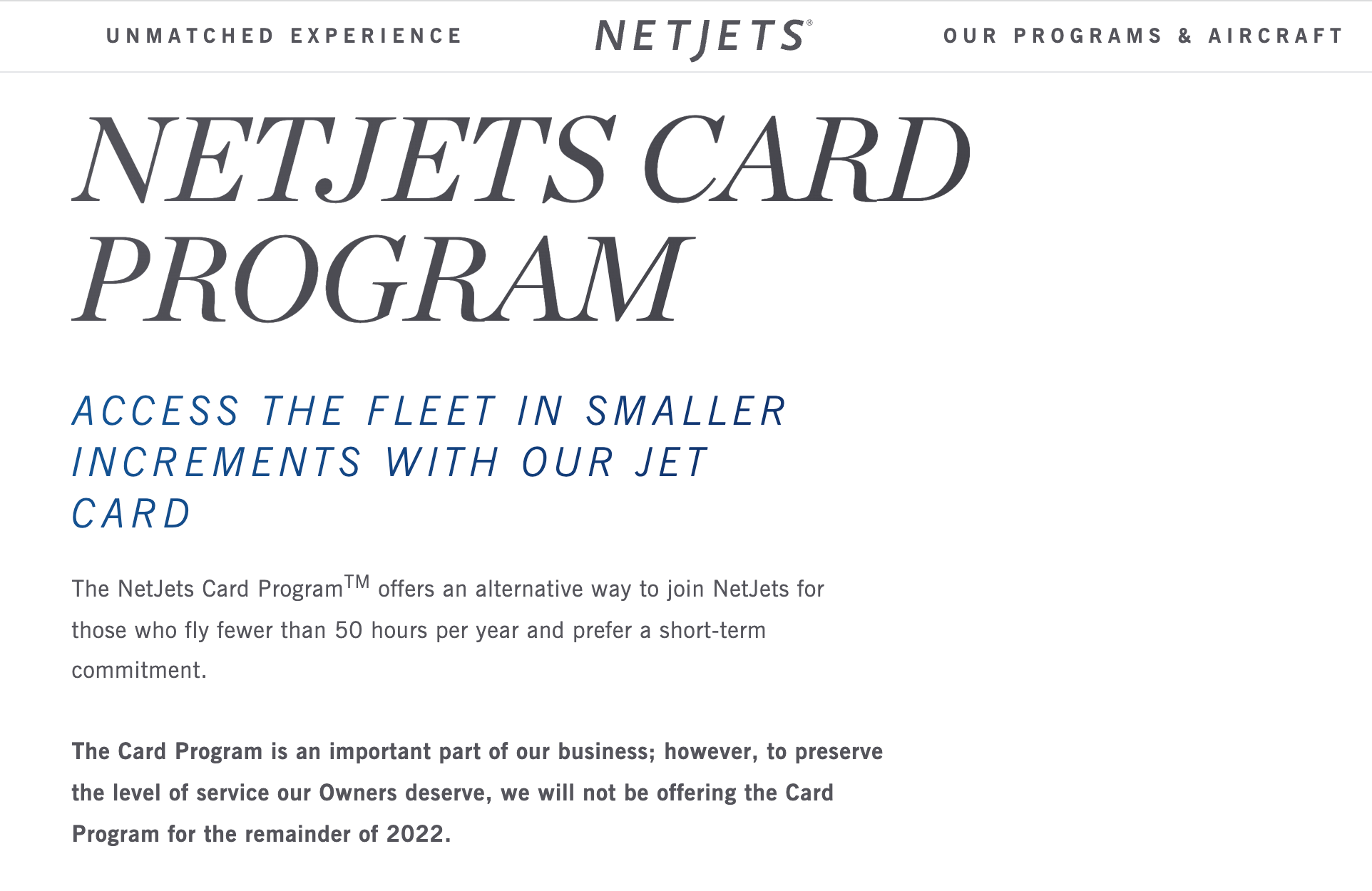 NetJets jet card