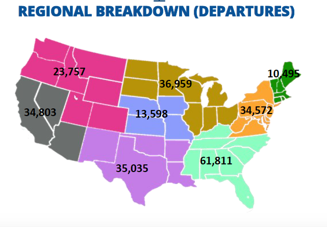 Private jet flights by region