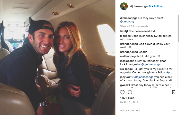 Dustin Johnson and Paulina Gretzky on a NetJets private jet