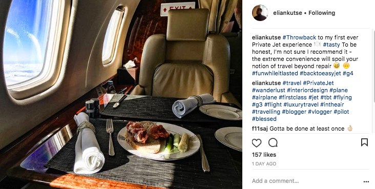 Lunch is served on a private jet
