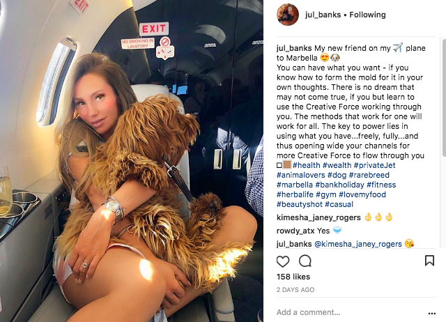 @jul_banks and dog on a private jet