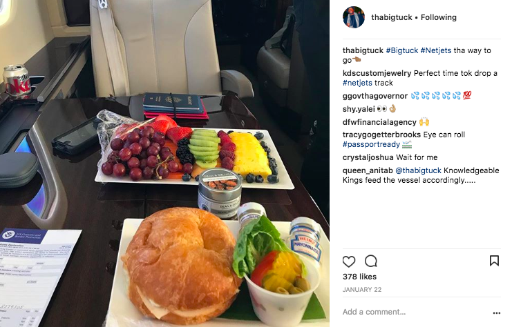 NetJets private jet lunch options