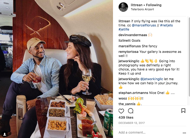 Bryant Littrean on a NetJets private jet