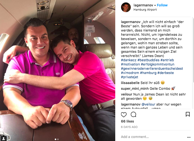 Father and son on a private jet trip