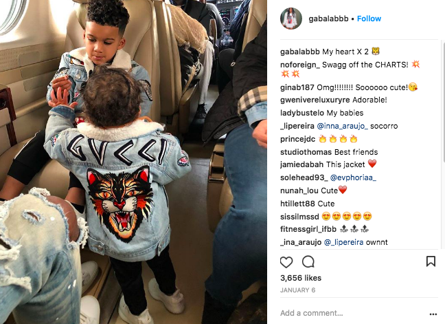 Gabriella Waheed Sanders and her kids on a private jet