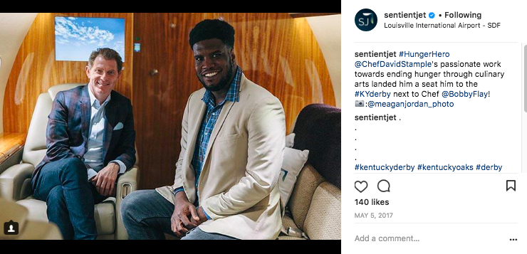 Celebrity Chefs Bobby Flay and David Stampie on Sentient Jet headed to the Kentucky Derby