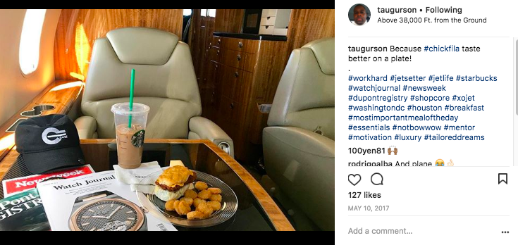 Chick-Fil-A and Starbucks on a private jet
