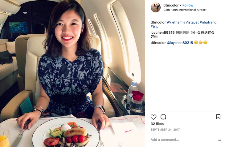 Gourmet breakfast on a private jet