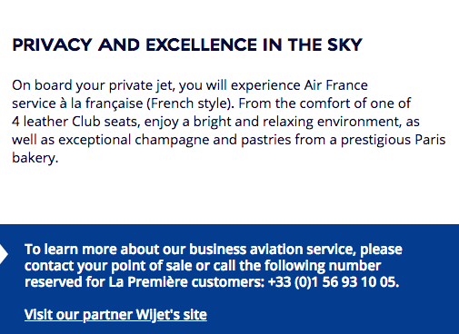 Air France Wijet private jet charter for first class passengers