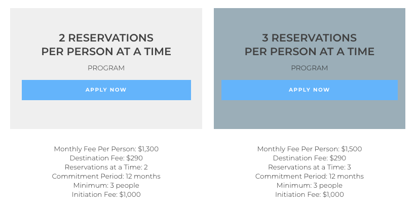 Tuxedo Air corporate membership pricing
