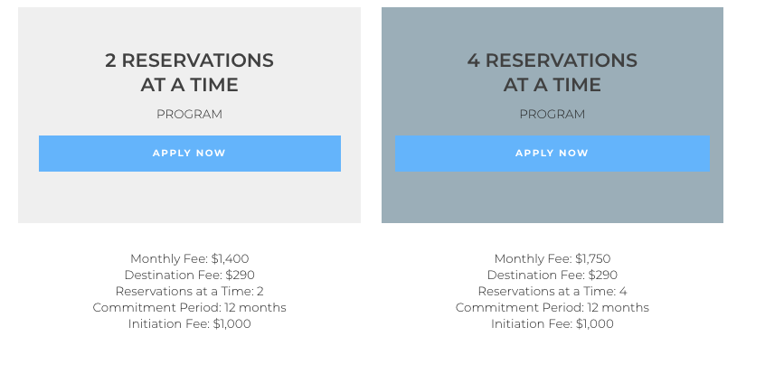 Tuxedo Air membership pricing for indivudals