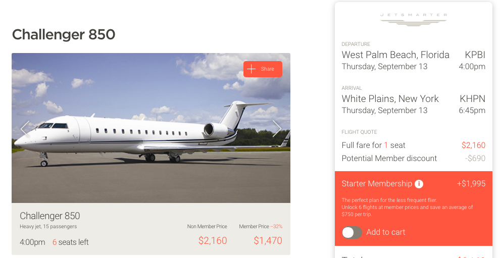 JetSmarter membership cost