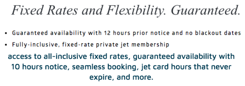 Jet cards with fixed rates and guaranteed availability