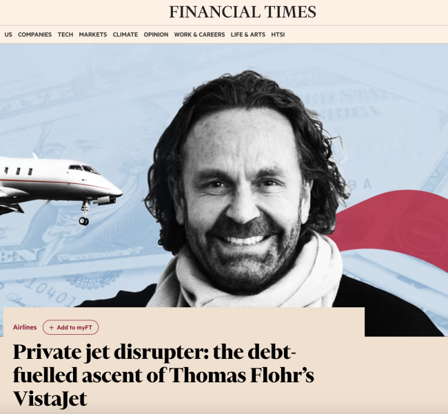Thomas Flohr VistaJet Financial Times