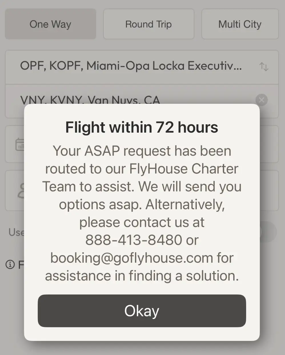 FlyHouse ASAP booking