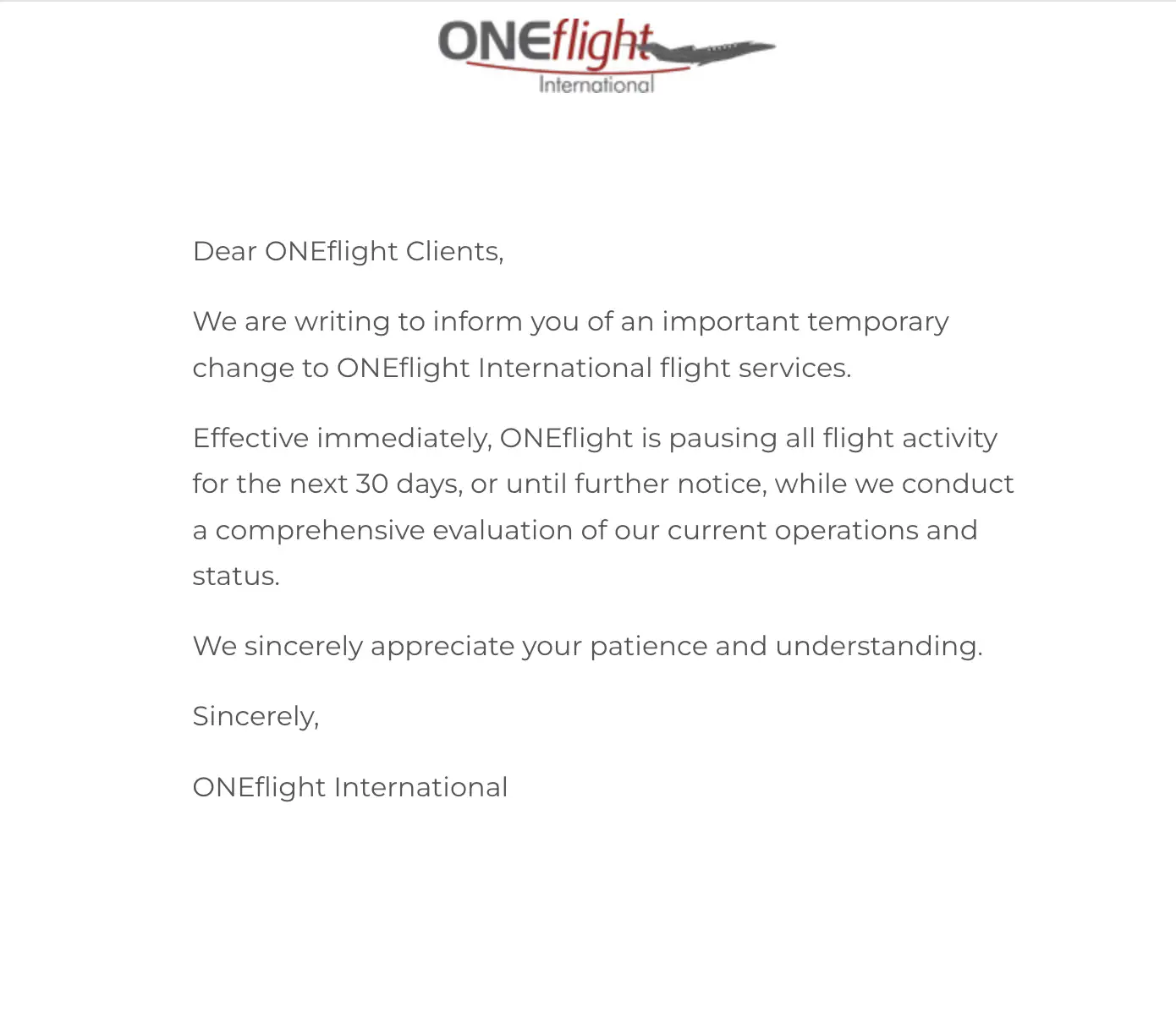 OneFlight pause