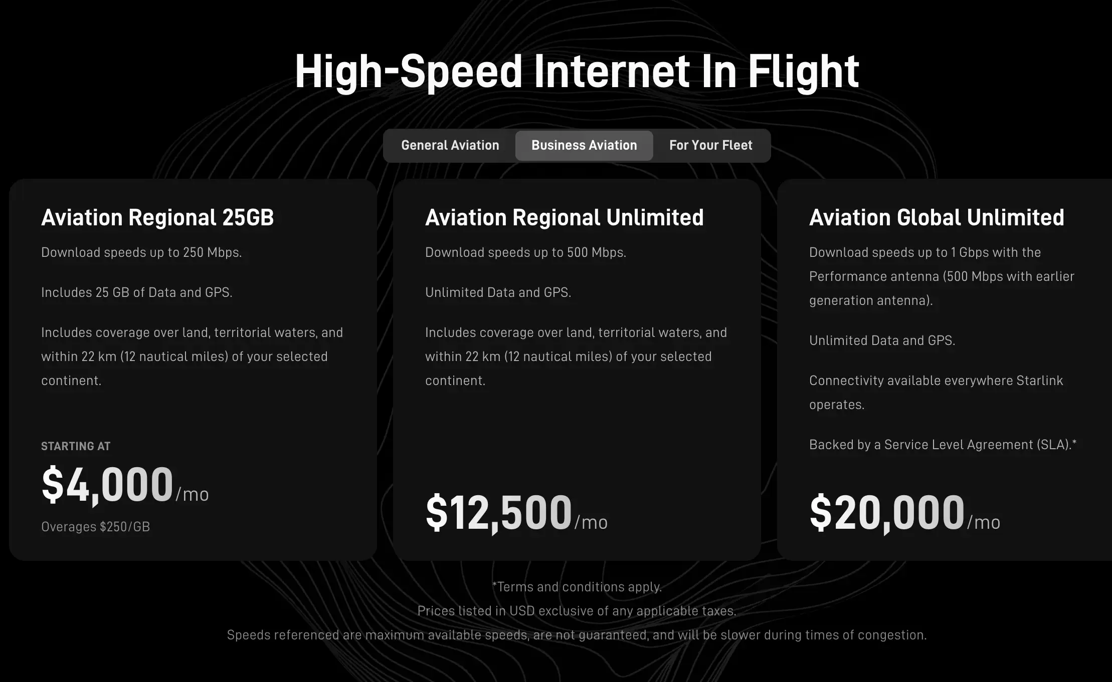 Starlink Private Jet Pricing