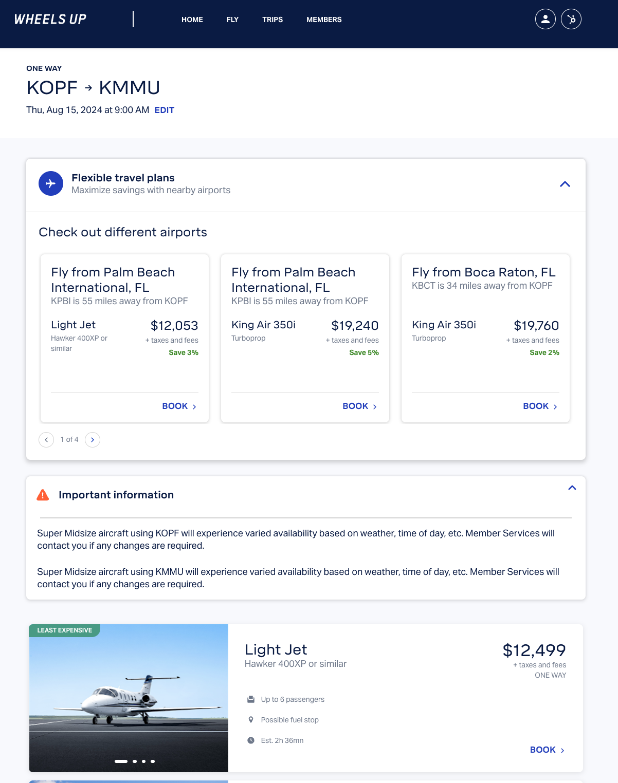 Wheels Up flexible travel plans pricing