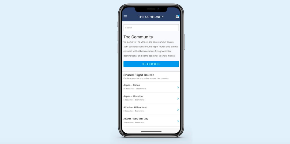Wheels Up flight sharing community